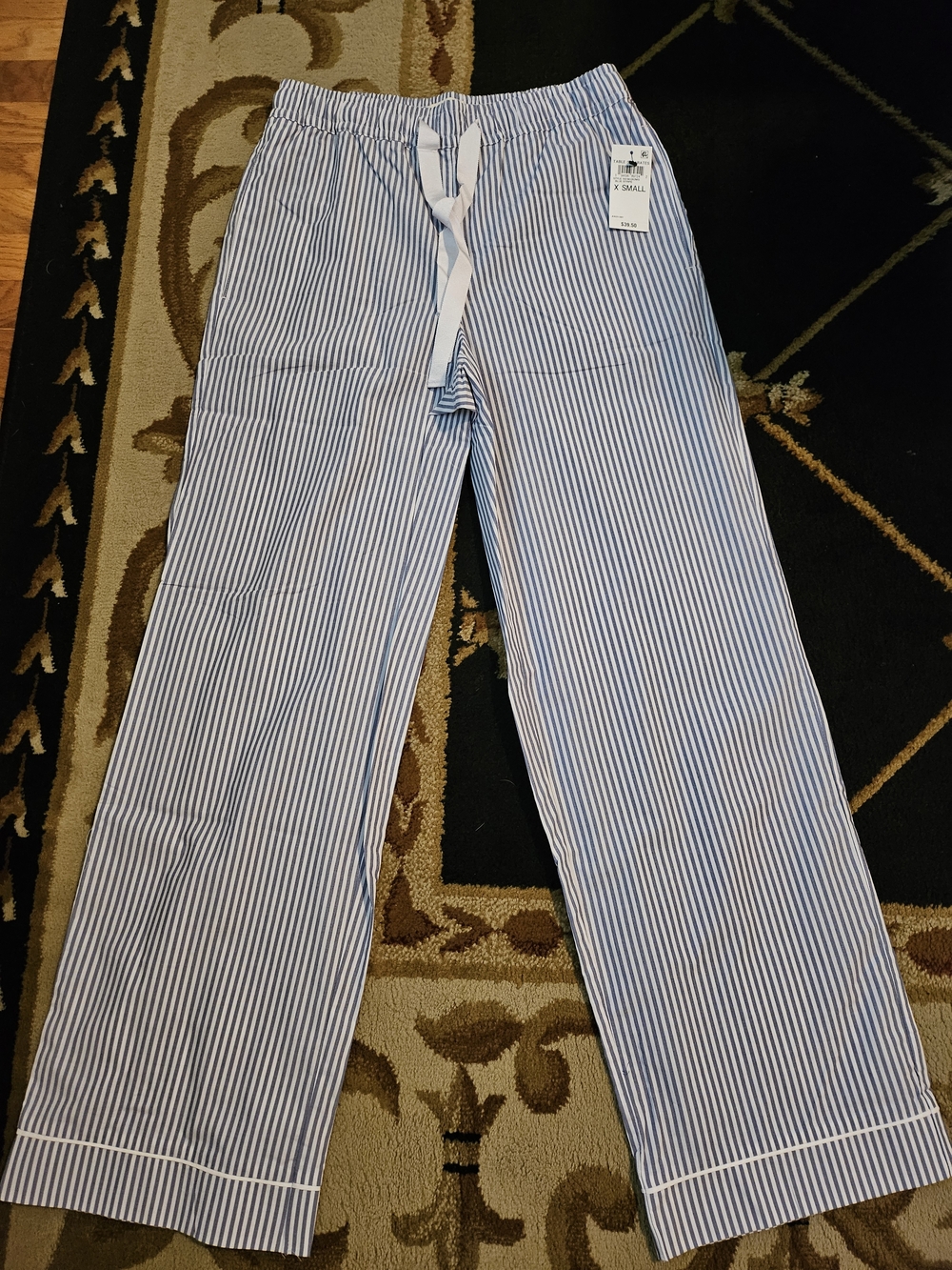 Striped Blue & White Women’s Pajama Pants Size XS, Nwt.